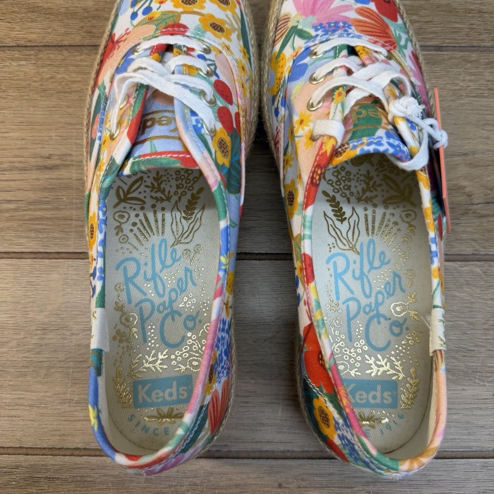 Keds x Rifle Paper Co Triple Kick Jute Sneakers Floral Womens Sz 7.5 NEW - Picture 8 of 10